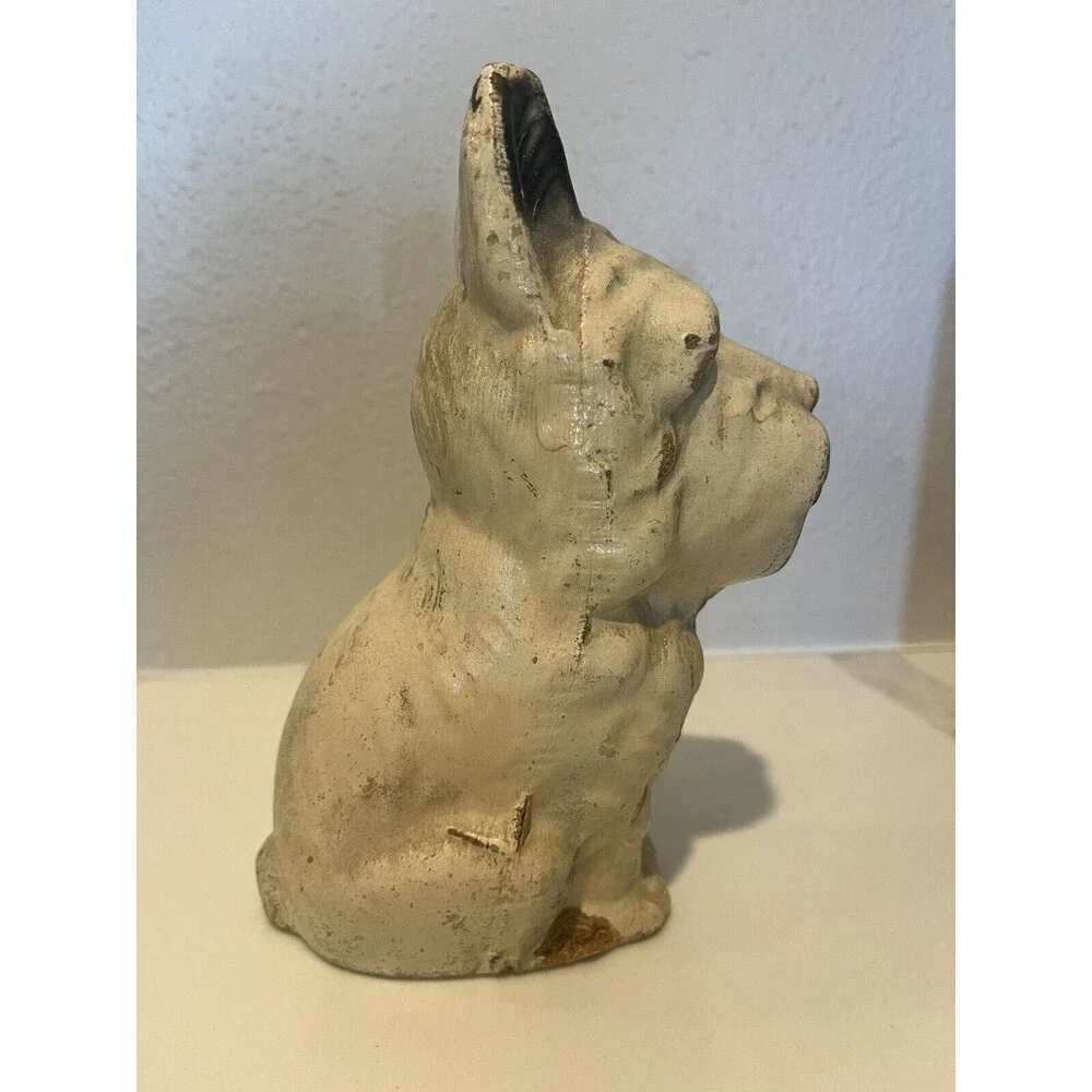 Vintage Wood Composite Scottie Scottish Terrier Dog Bank Cream And Black - Picture 4 of 6